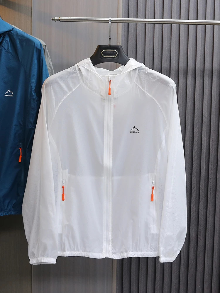Lightweight Breathable Hooded Mens Sun Protection Jacket Outdoor Sports Zipper Skin Clothes Outerwear Nylon Fabric 260601