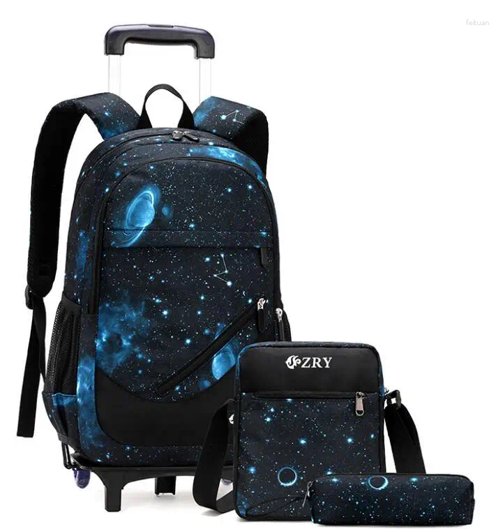 School Bags Trolley Bag Backpack With Wheels Student Rolling Book Wheeled Backpacks For Boys Children On