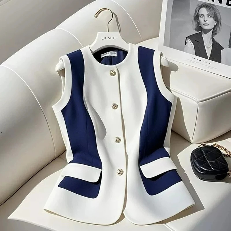 Spring Autumn 2025 Suit Vest Women Sleevele Loose Korean Simple Casual Blazer Waistcoat Slim Coat Female Outerwear Top 260610