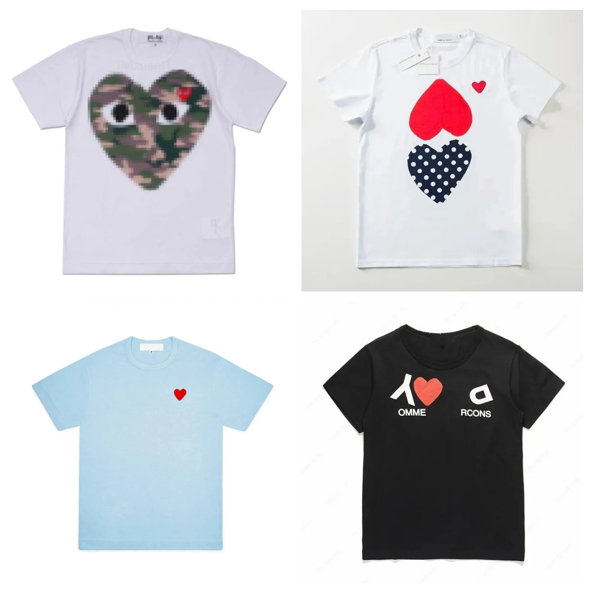 Designer plays T-Shirts Big Hearts Mens T-Shirt Tee White Women plays top Short Sleeve Crewneck commes tshirt Luxury Sweatshirt Red Heart style long