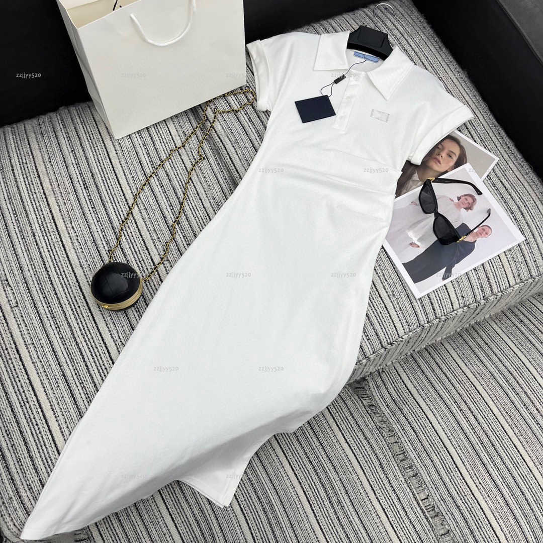 Brand lapel neck women dress Summer lady dresses women designer clothes lapel collar pleated design daily simple skirt A019X01N036