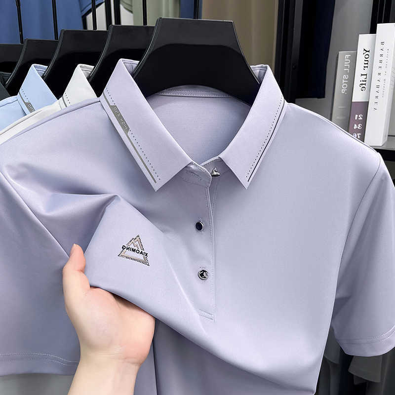 brand short sleeve mens Fashion shirt letters embossed ice silk breathable light business style summer new T-shirt M260612