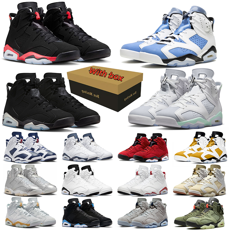 with box designer basketball 6 shoes men women Carmine White Travis British Khaki Red Oreo Toro Bravo mens womens outdoor sports 6s sneakers trainer