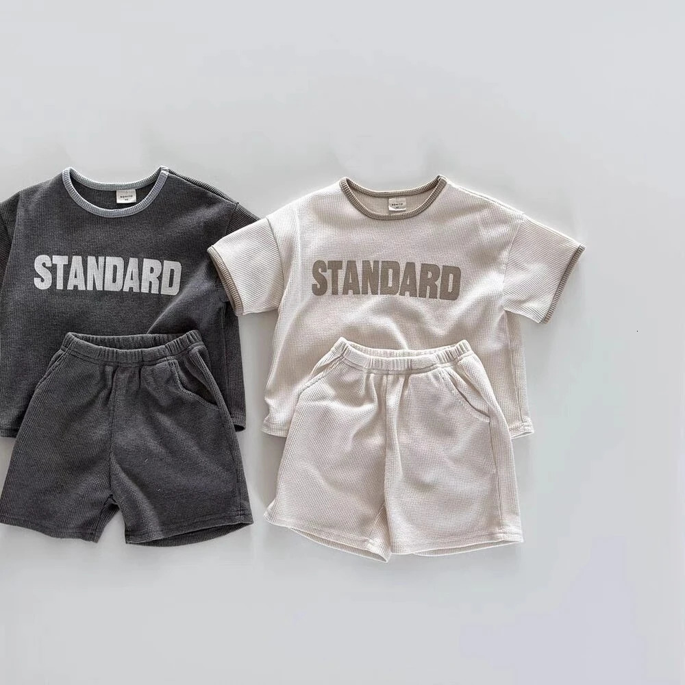 TZ2657 Korean Style Summer Outfit for Boys Trendy Short Sleeve Shorts Set Casual Sports Clothes Fashionable And Handsome 260612
