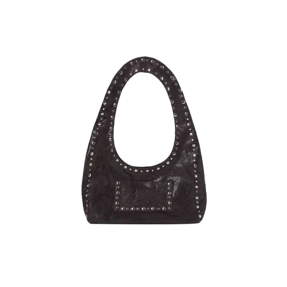 Retro rivet underarm punk motorcycle bag, commuter street niche versatile one-shoulder tote bag