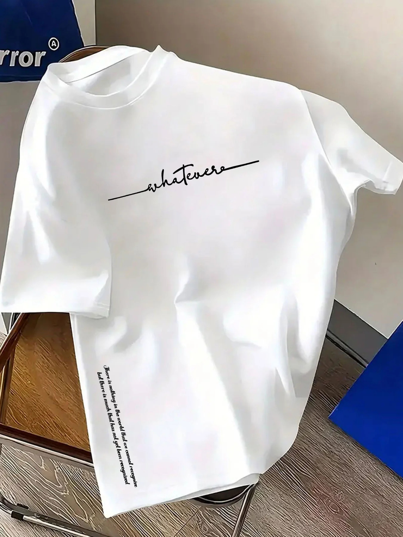 Mens summer 100 cotton fashionable casual sports loose plus size simple letter printed round neck short sleeved T-shirt top 260610