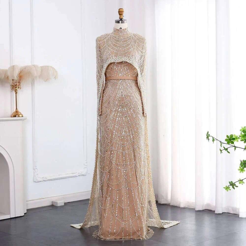 Luxury Long Sleeve Muslim Evening Dresses Women Wedding Special Occasion Gowns Custom Made