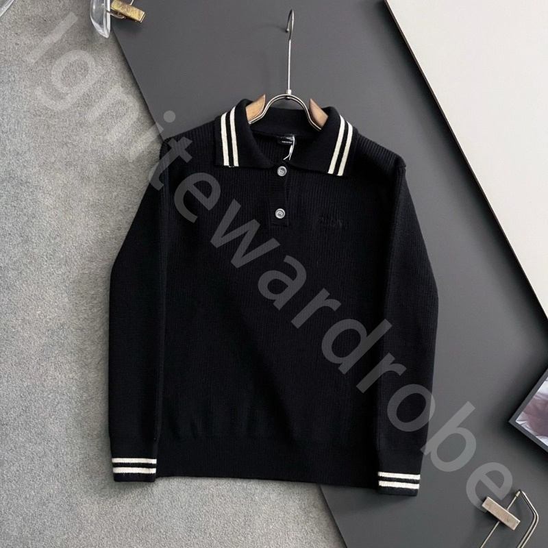 Quiet Luxury Designer Winter Designer Men Striped Sweater Mens Casual Lapel Sweater Loose Shirts ZG1289