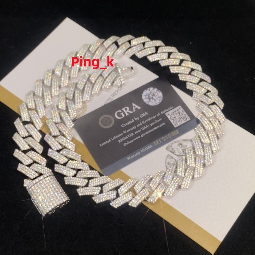Vvs Moissanite Diamond S925 Silver Brass Cuban Link Chain Necklace Iced Out Custom Miami Cuban Link Chain for Men