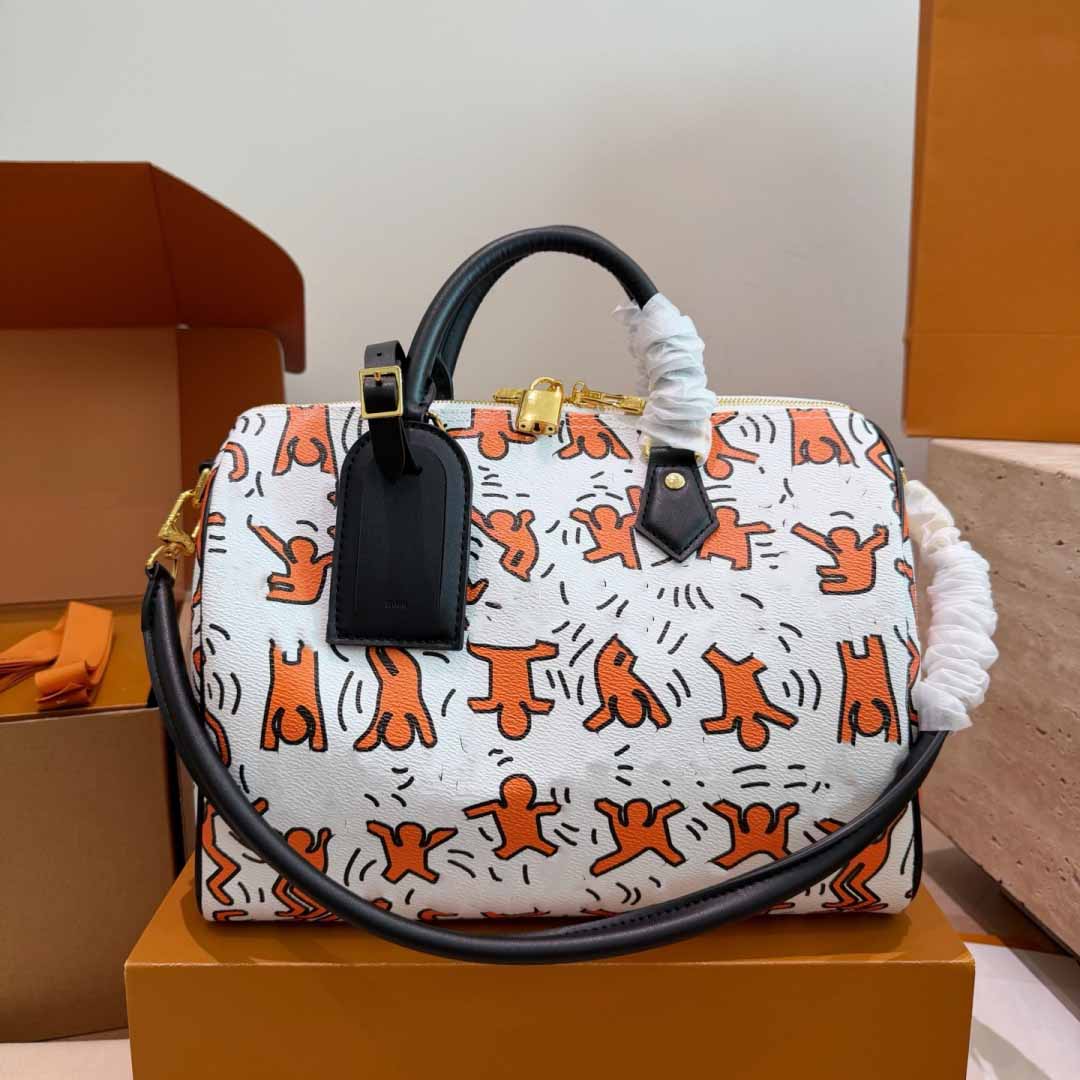 26SS Mens Womens Luxurys Designers New Graffiti Cruise Pillow Bag Leather Handbag Shouder Crossbody Bag Upscale Outdoor Commute Bag Short-distance T