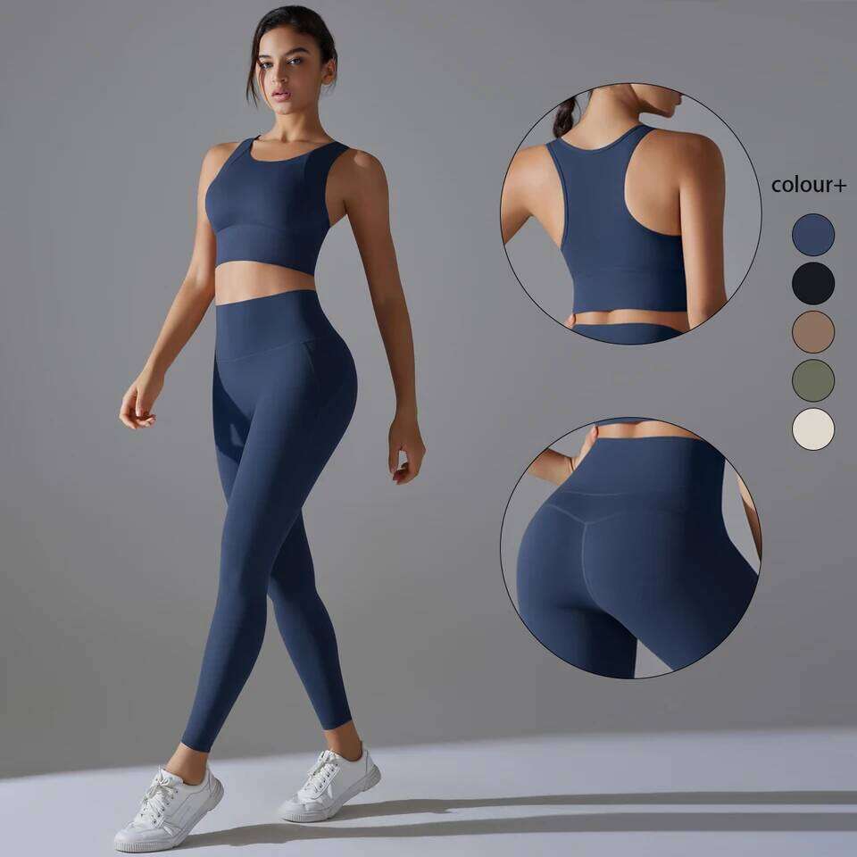 Set Women's tracksuit Women Crop Top Shockproof Sports Bras Gym Pants Sportswear Running Fitness Yoga 26L0612