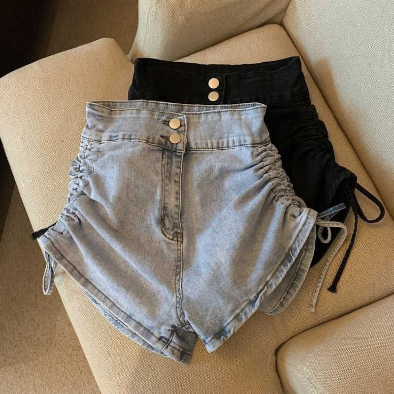High Womens Arrival 2026 New Waist Drawstring Denim Shorts Summer Thin A Line Stylish Design Trendy Hot Seller M260612