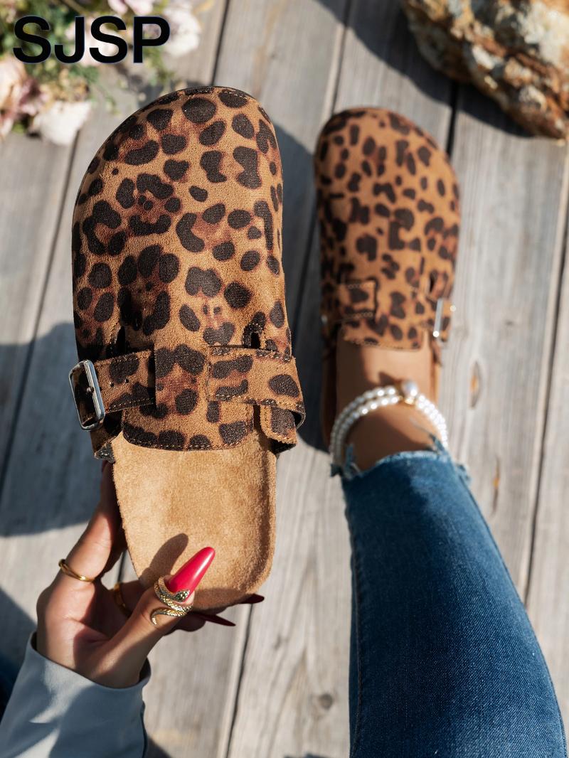 Casual Shoes 2026 Women's Autumn And Winter Outdoor Activity With Animal Prints Leopard Print Cow Mule Slip-On