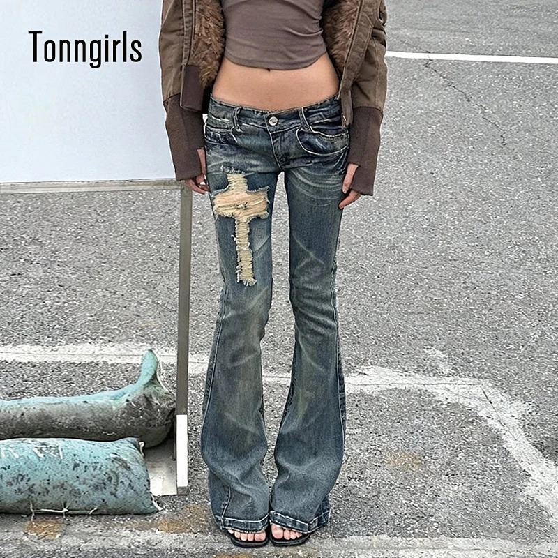 Tonngirls 2000s Japanese Jeans Pants Women Low Waist Denim Pant Streetwear American Retro Y2k Trousers Slim Egirls 260611
