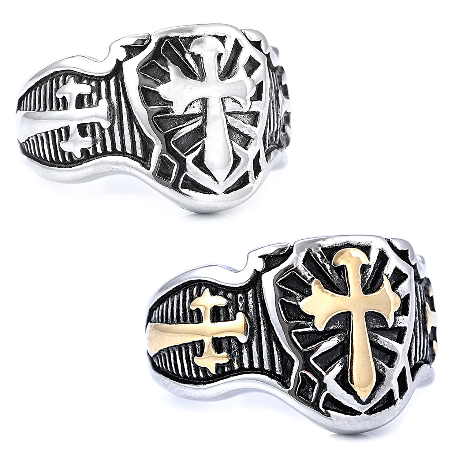 High quality Nordic Best-Selling Bold Cross-Shaped Stainless Steel Ring Men's Vintage Fashion Jewelry Wholesale