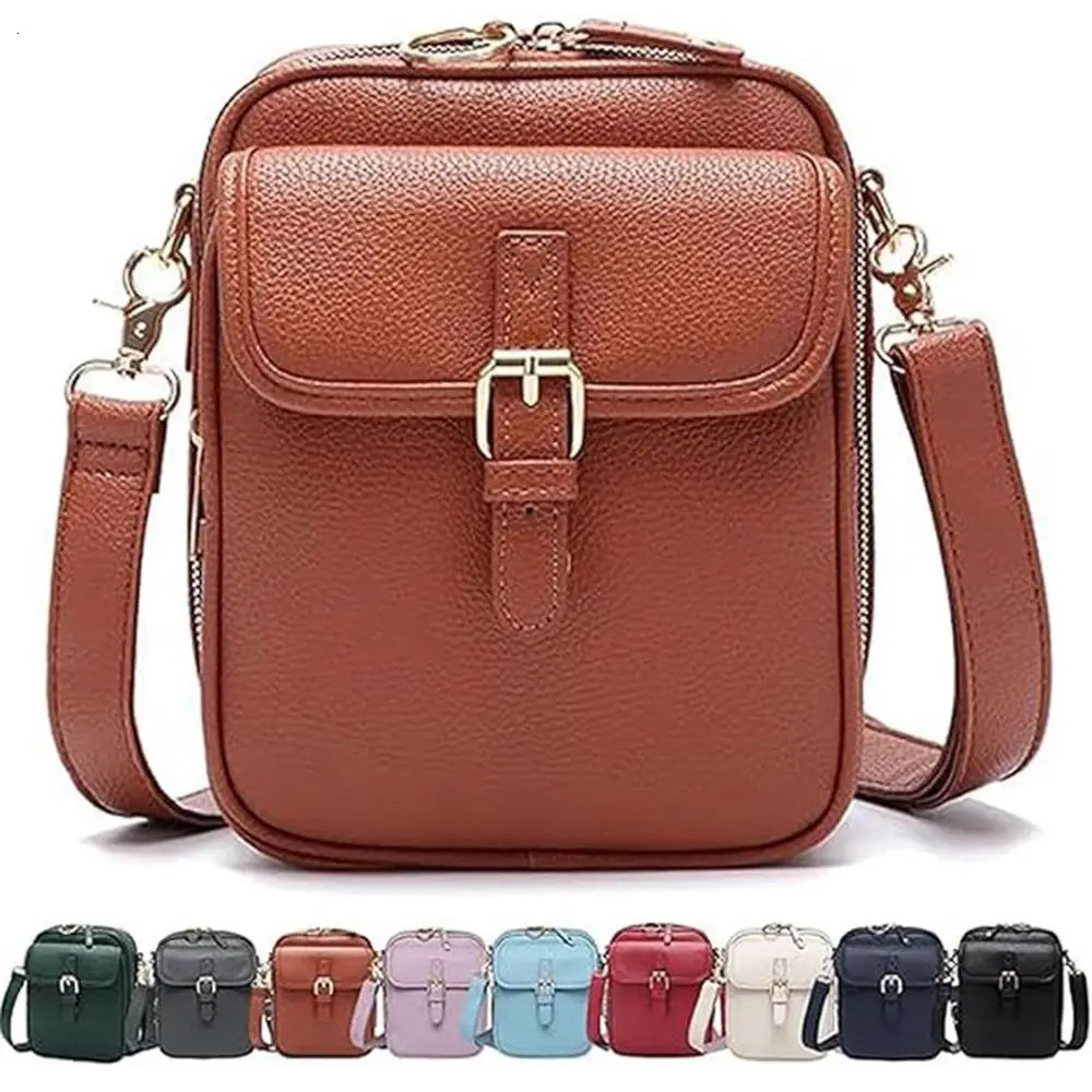 Mini Leather Women Messenger Bag Large Capacity Anti-theft PU Shoulder Bag Solid Color Vintage Phone Handbag Men Women 260610