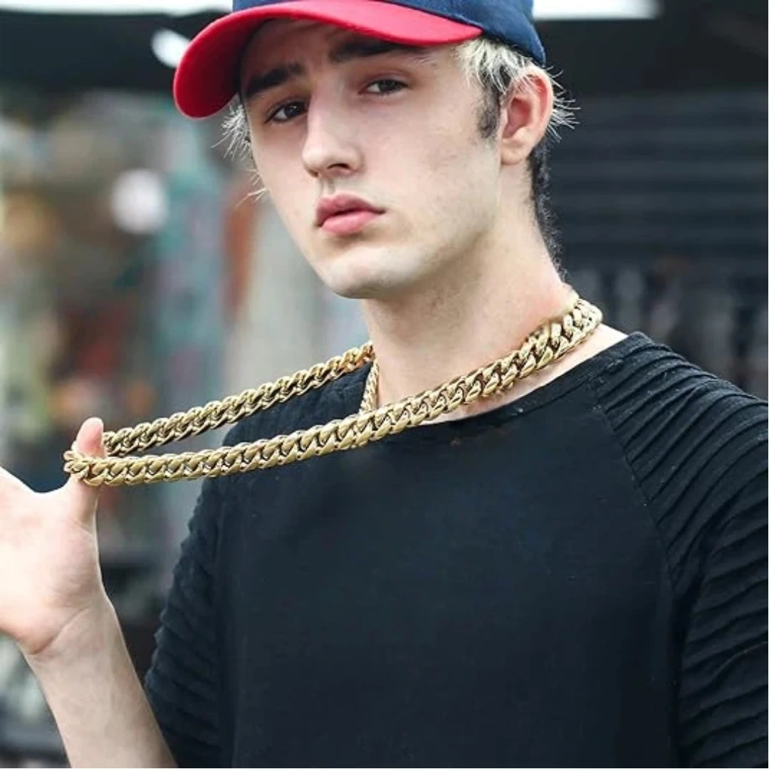 Long 316L Stainless Steel Chunky Miami Cuban Link Chain Gold Plated Hip Hop Necklace 8mm-10mm for Men Women 260611