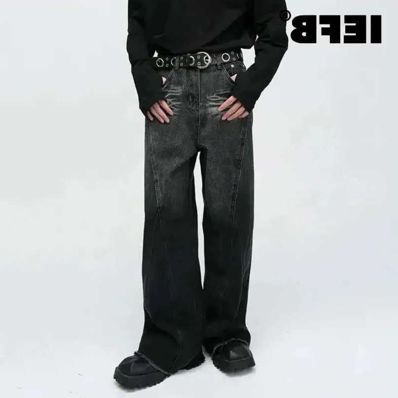 Vintage IEFB Mens Baggy Jeans American Style Strt Wear Niche n Loose Wide Leg Denim Pants Trend 9C3414 250612 S260612