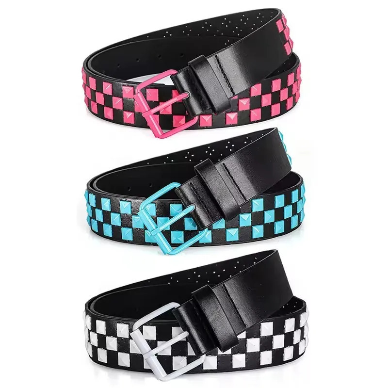 Ladies colorful rivet waist belt unisex Y2K style heavy metal waist belt European and American punk rock jeans waist belt260605