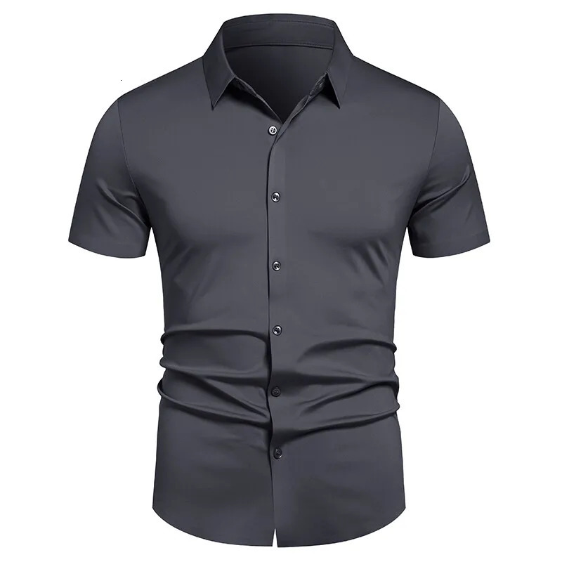 Mens Stretch Shirt Wrinkle Free Dress Shirts Regular Fit Short Sleeve Business Casual Button Down 260612