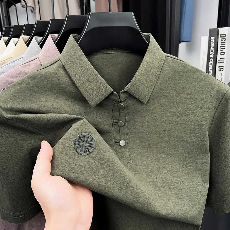 Badge Embroidered Shirts Mens Short Sleeve Casual Business Shirt Breathable Quick Dry Lightweight Summer Tops for Men M260612