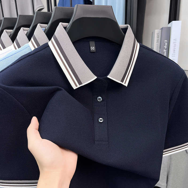 short High cotton quality 100 sleeve shirt mens fashion striped lapel summer new comfort breathable casual T-shirt M260612