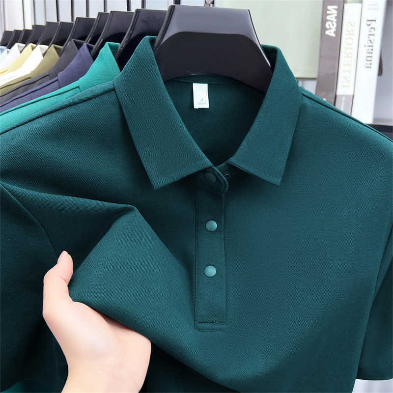 cotton mercerized High short quality sleeve shirt mens fashion solid color business leisure breathable summer new T-shirt M260612