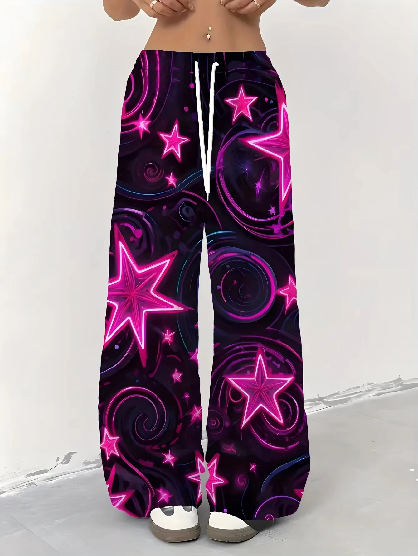 2026 Neon Pink Star Vortex Mens and Womens Quick Drying Lightweight Pants Cyber Y2K Street Wear Loose Casual rens 260612
