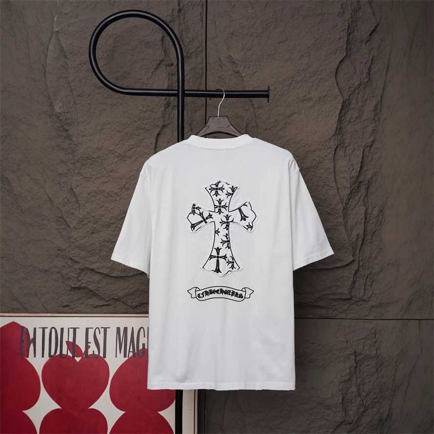 Correct version of CH Chrome Summer Laser Burnout Appliqu Embroidery Short Sleeve T-Shirt for Couples{category}{category}JFP1