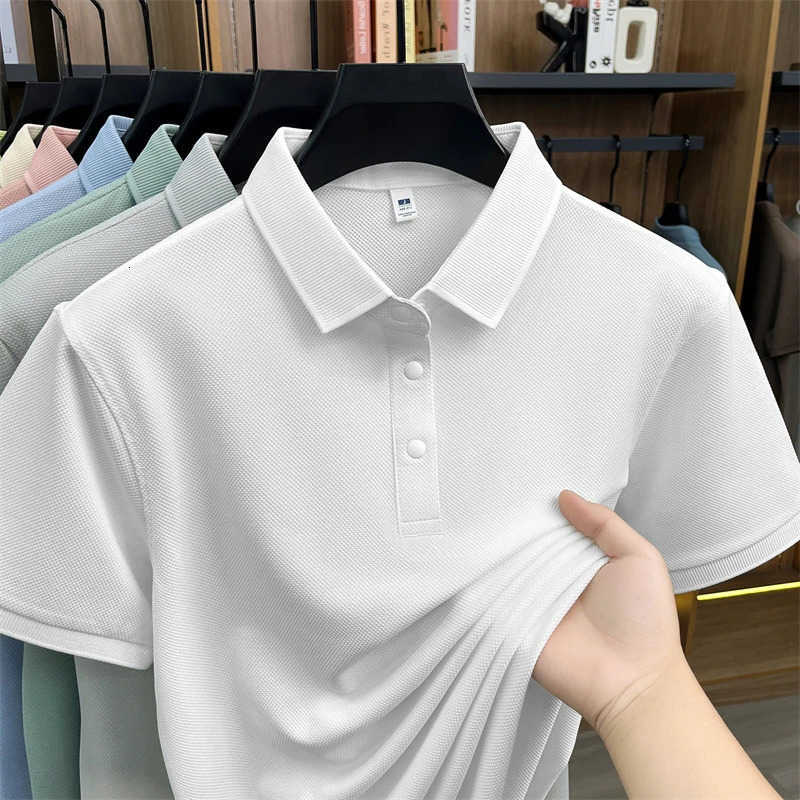 Short Mens Shirt Office Sleeve Lapel Design Breathable Fabric Comfortable Fit Business Casual Tops For Work And Daily Use M260612