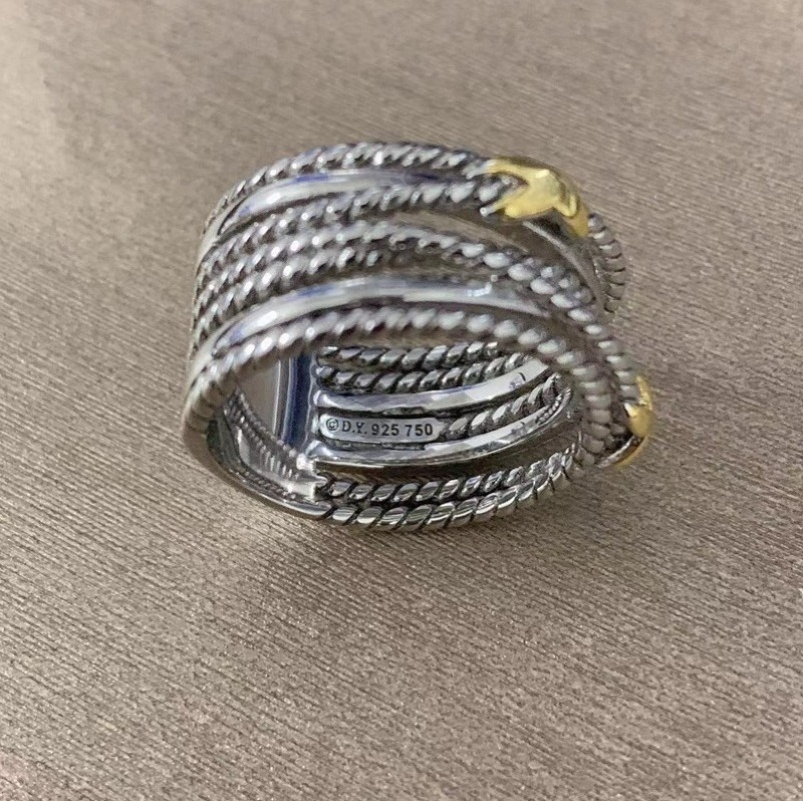 Plain wedding Band Ring Mens Designer For Womens Double X Twist Vintage Cross Ring Jewelry Solid