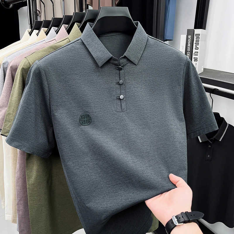 Embroidered Mens Shirts Badge Summer Casual Short Sleeve Shirts Breathable Moisture Wicking Lightweight Tops for Men M260612