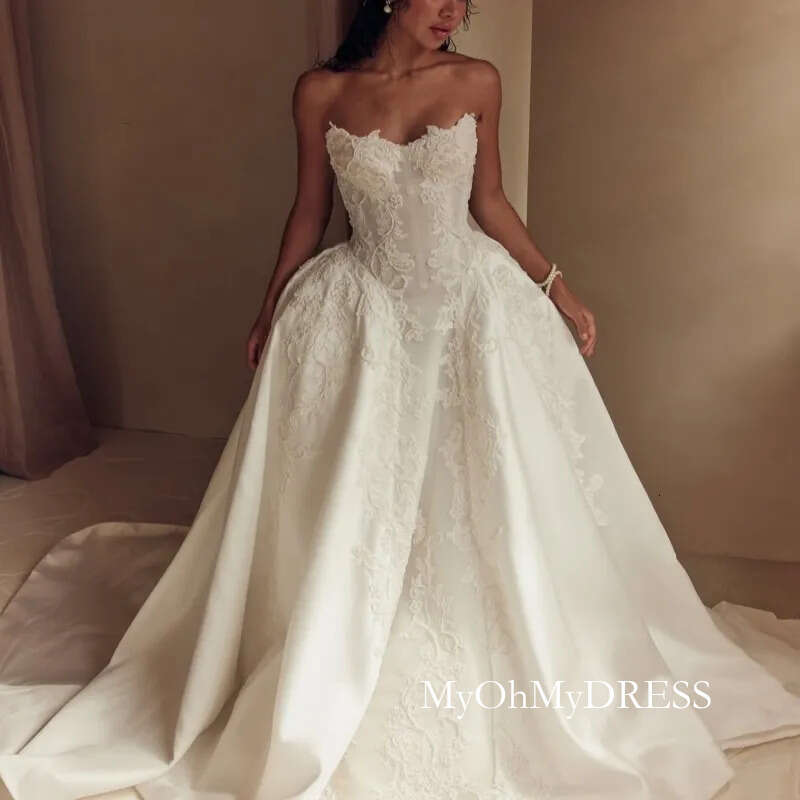 Ivory Dubai Arabic Mermaid Dresses A Line Applique Lace Beads Tull Court Train Wedding Dress Bridal Gowns Y612