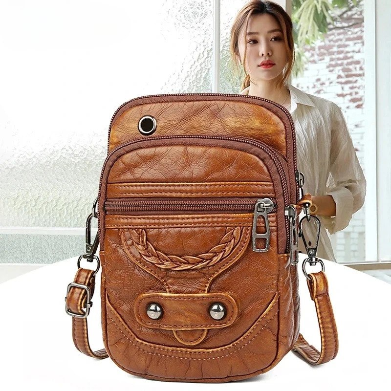 Multi-Functional Soft PU Leather Small Shoulder Bag For Women Vintage Crossbody Bag Cash Purse Cell phone Baga Handbag Purse 260610