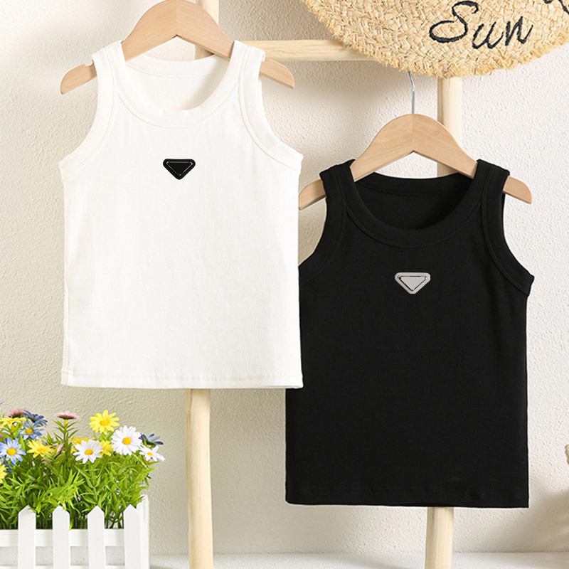 Baby T Shirt Ribbed Cotton Tank Top Sleeveless Crew Neck Vest Kids Designer Clothes Boys Girls Breathable Summer Undershirt For Kid Daily & Beach We