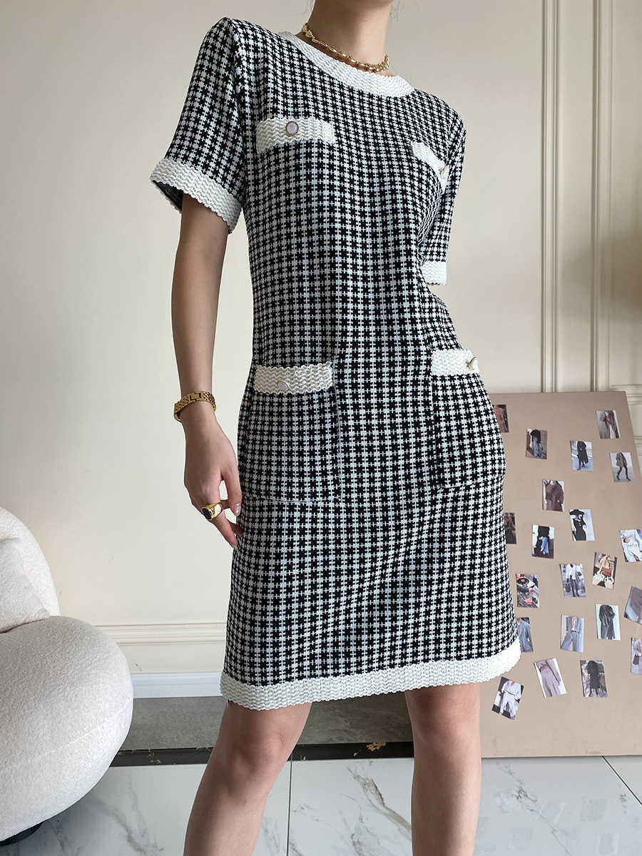Dresses Casual Summer Casual Knitted Dress Short Slve O-Neck Elegant Knitting Dress Women Sweater Dresses S260612
