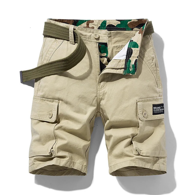 Men Cotton 100 Cargo Shorts Summer Man Multi Pockets Casual Jogger Pants Quality Male Straight Loose 38 260605