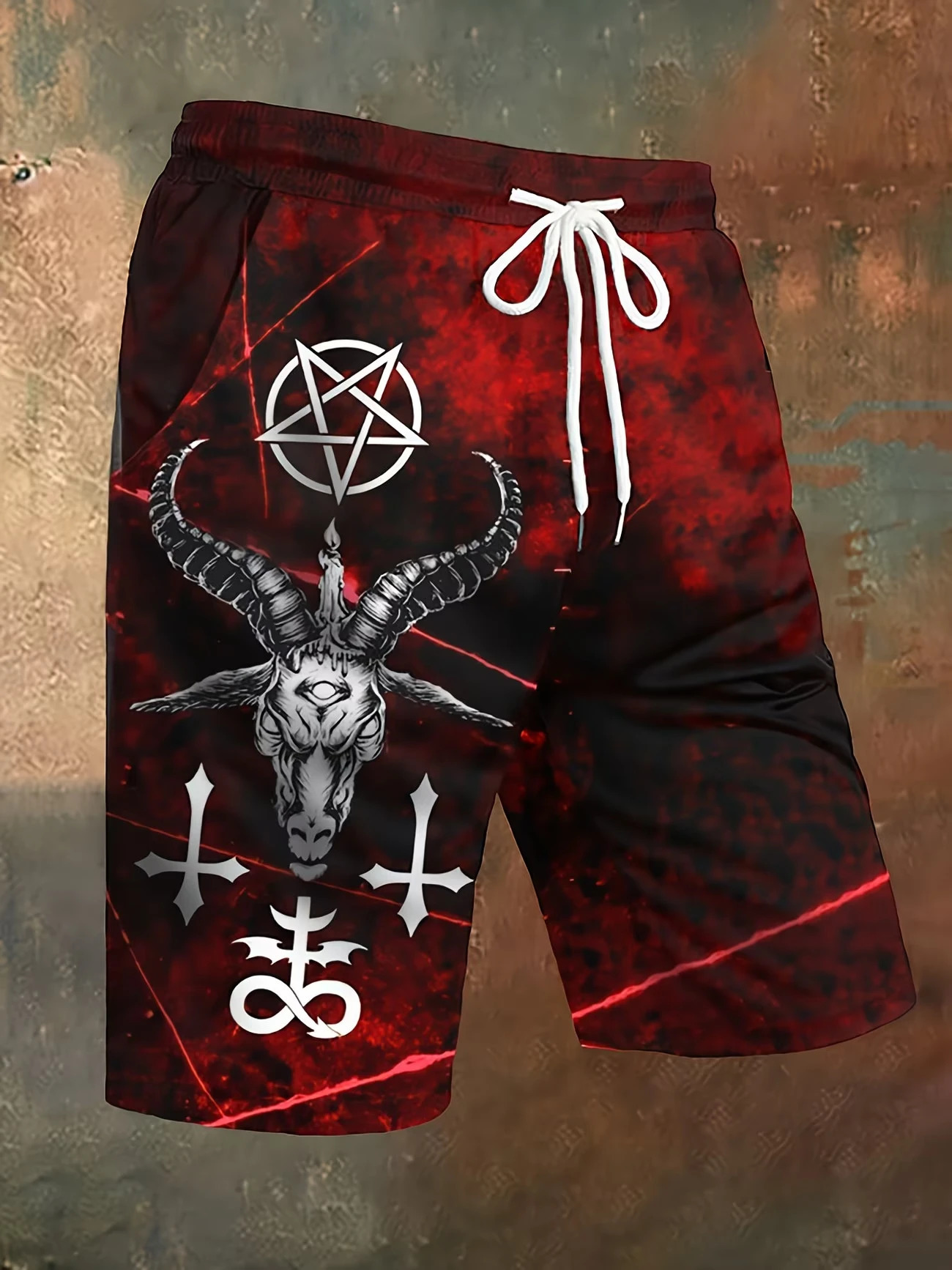 2026 Baphomet Pentagram Satanic Beach Shorts Mens Quick Drying Are Suitable for Daily and Training Wear Y2k 260612