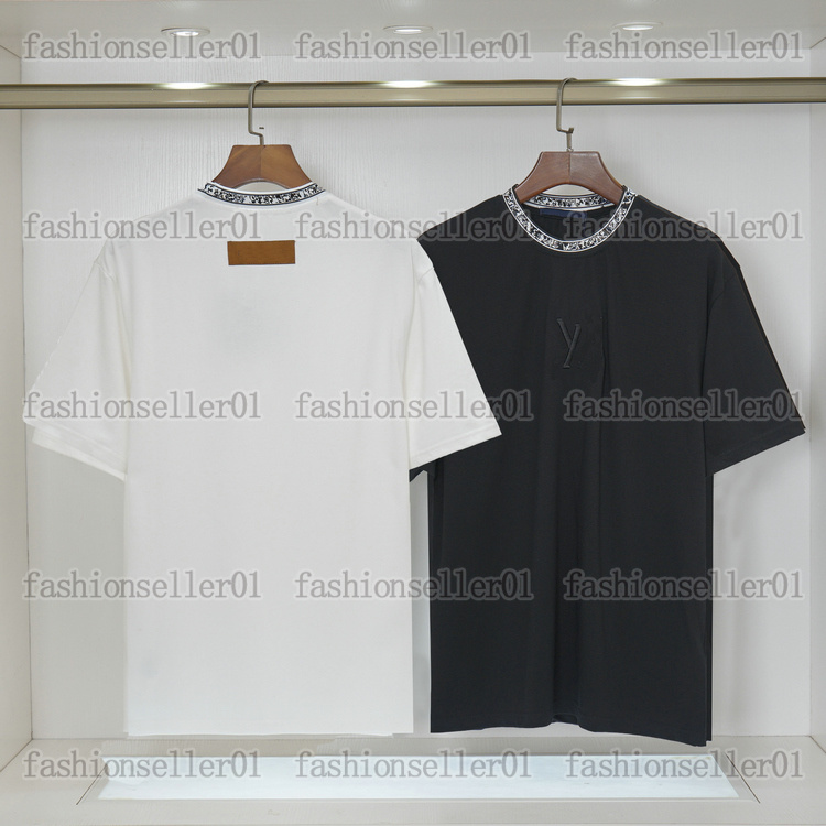 Designer Summer Mens T Shirt Tshirt clothing Geometric paris embroidery Pattern letter neck T-shirt Classic Luxury Casual cotton black white Tops Te