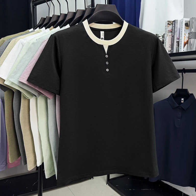 T Mens Neck Casual Henley Shirts Short Sleeve Contrast Trim Soft Breathable Lightweight Tops for Men Daily Wear Activities M260612