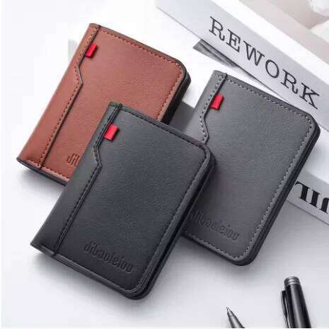 1Pc New Ultra-thin Mini Soft PU Leather Credit Card Holder Short Vertical High Quality Men's Wallet