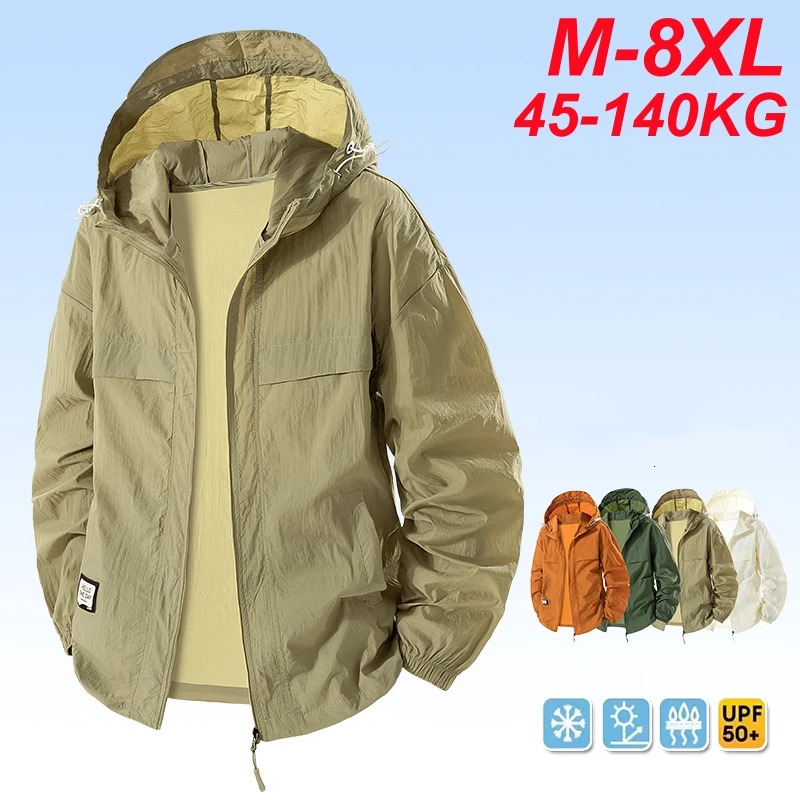 Plus Size 8XL UPF 50 Summer Hiking Jacket Men Waterproof Quick Dry Camping Windbreaker Trekking Fishing Outdoor Anti UV Clothes 260609BANJIA