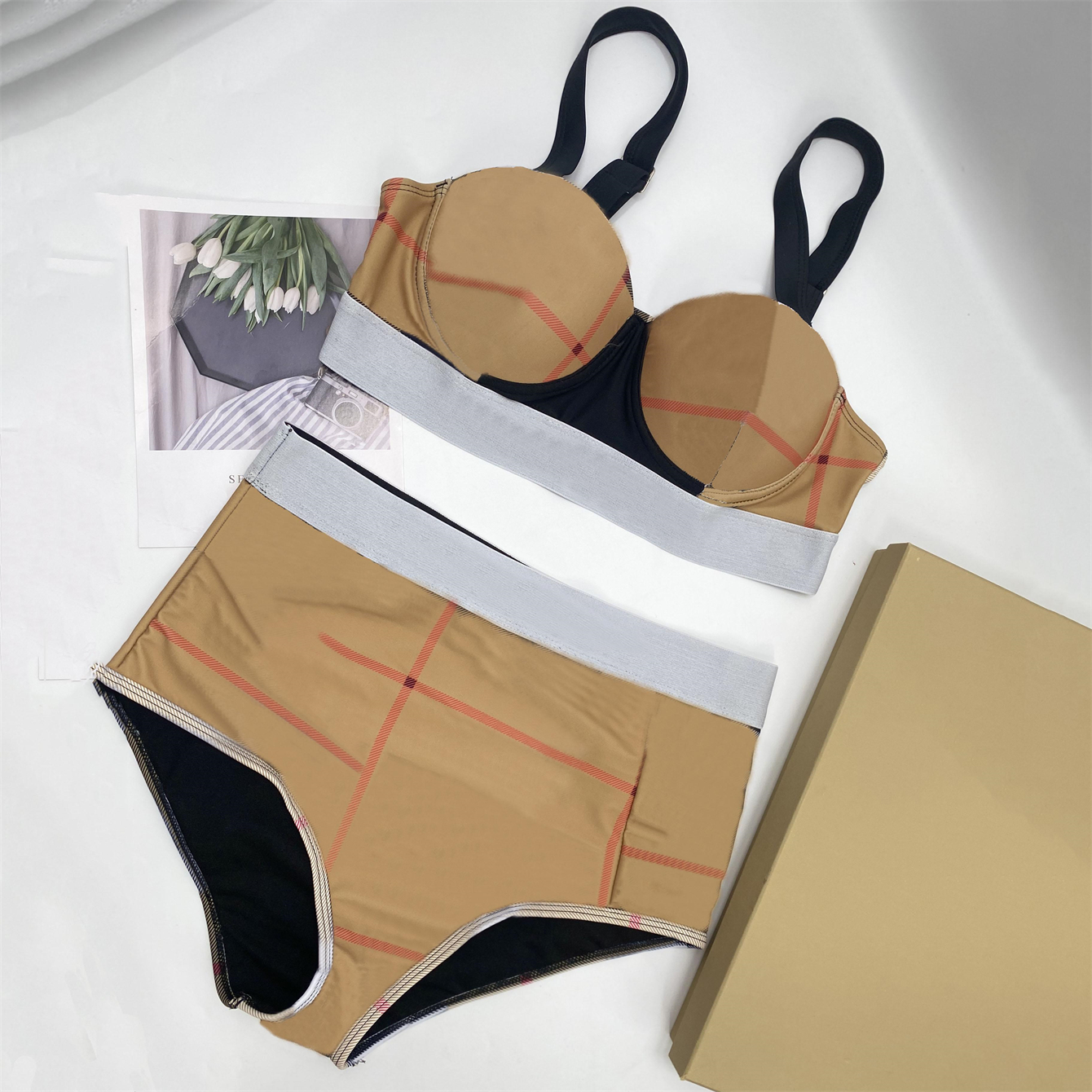 bikini set for woman luxury size S-XL Summer Bathing Swimsuits womens wear Alphabet plaid chain sexy mixed cotton Wholesale 2 pieces 10% OFF designe