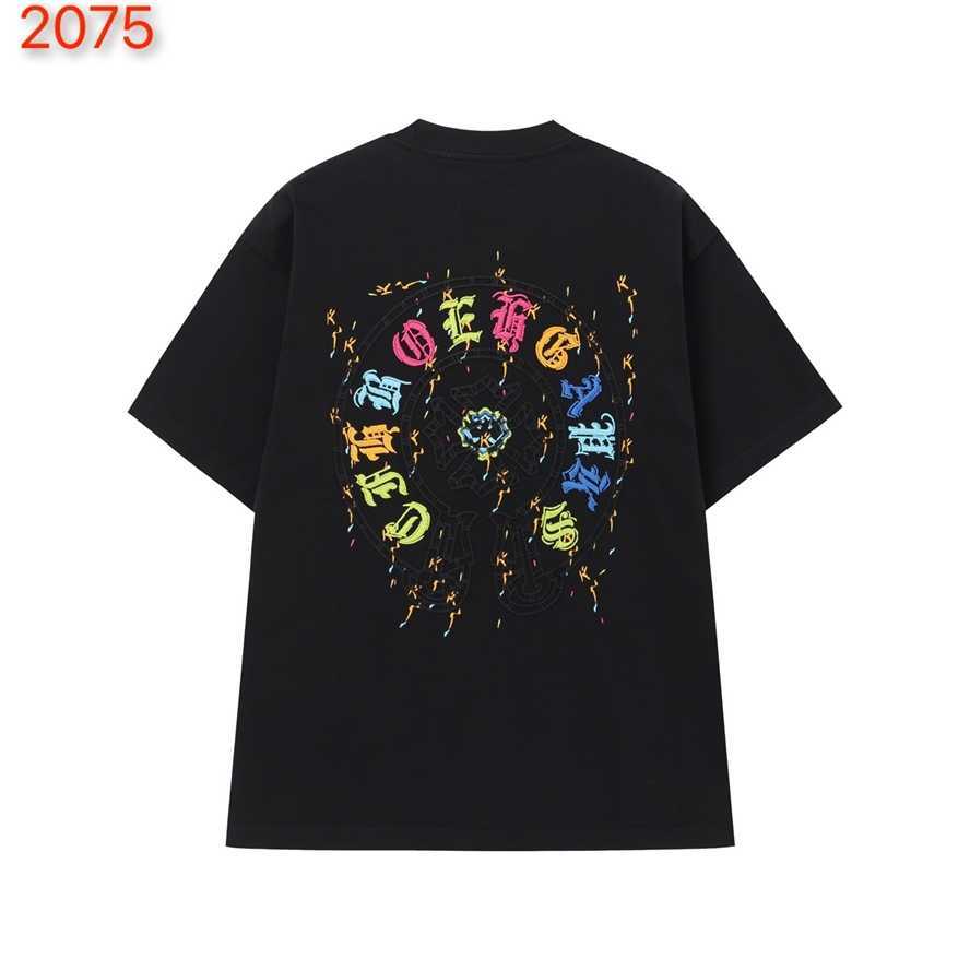 Correct version CH Chrome Summer Washed Patch Embroidery Short Sleeve T-shirt Couple Style{category}{category}107A