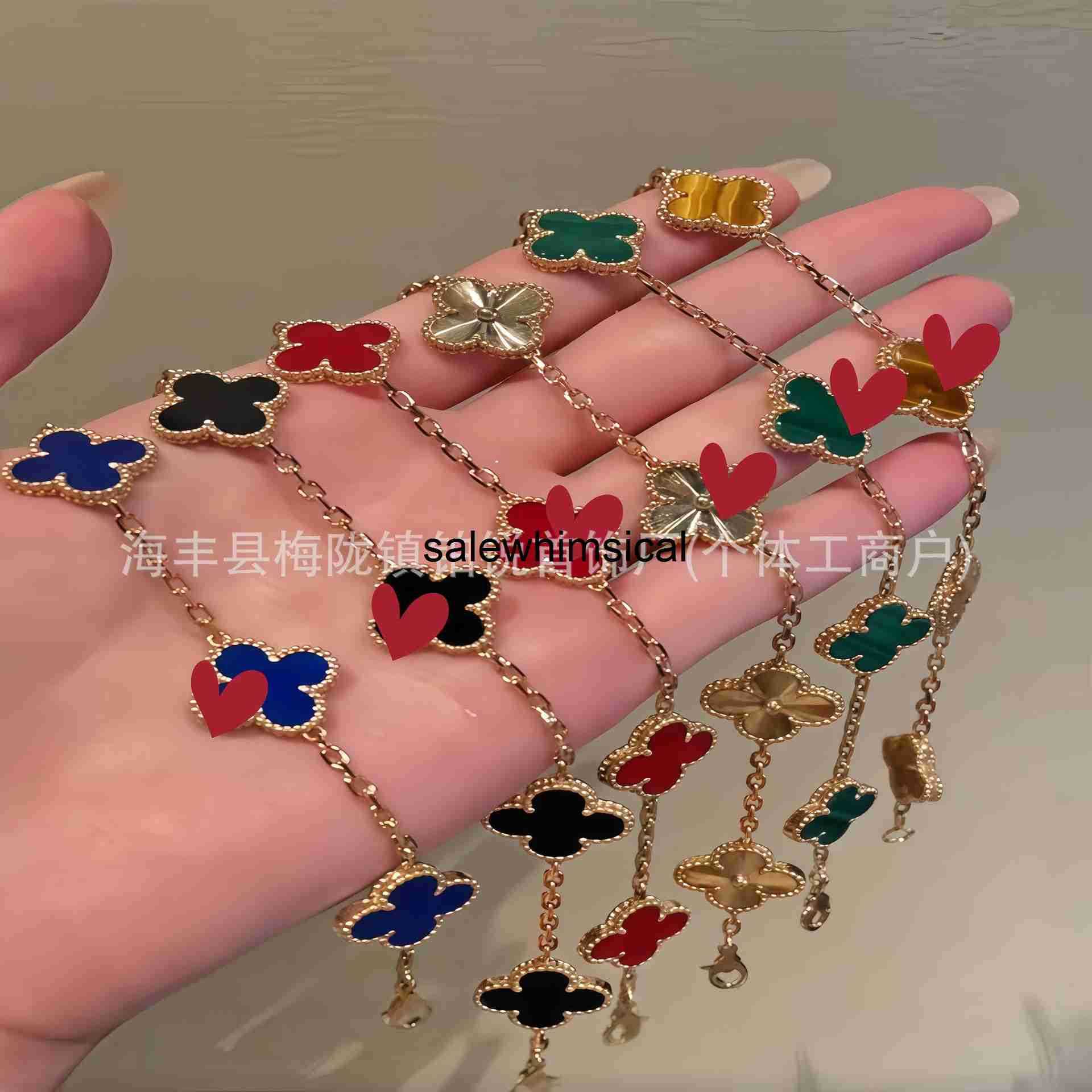 Designer Charm Bracelet Highquality Vgold fourleaf clover fiveflower bracelet authentic thick electroplated with real gold natural motherofpearl ava