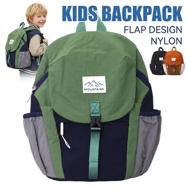 School Bags Stylish Lightweight Kids Backpack Contrast Color Nylon Trendy Flap Bag Waterproof Quick Dry Schoolbag For Outdoor Hiking