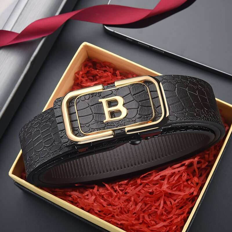 Modischer Herren-Gürtel mit Krokodilmuster und automatischer Schnalle mit Herren-Jeans-Freizeitgürtel, trendiger Business-Design-Gürtel für Herren,