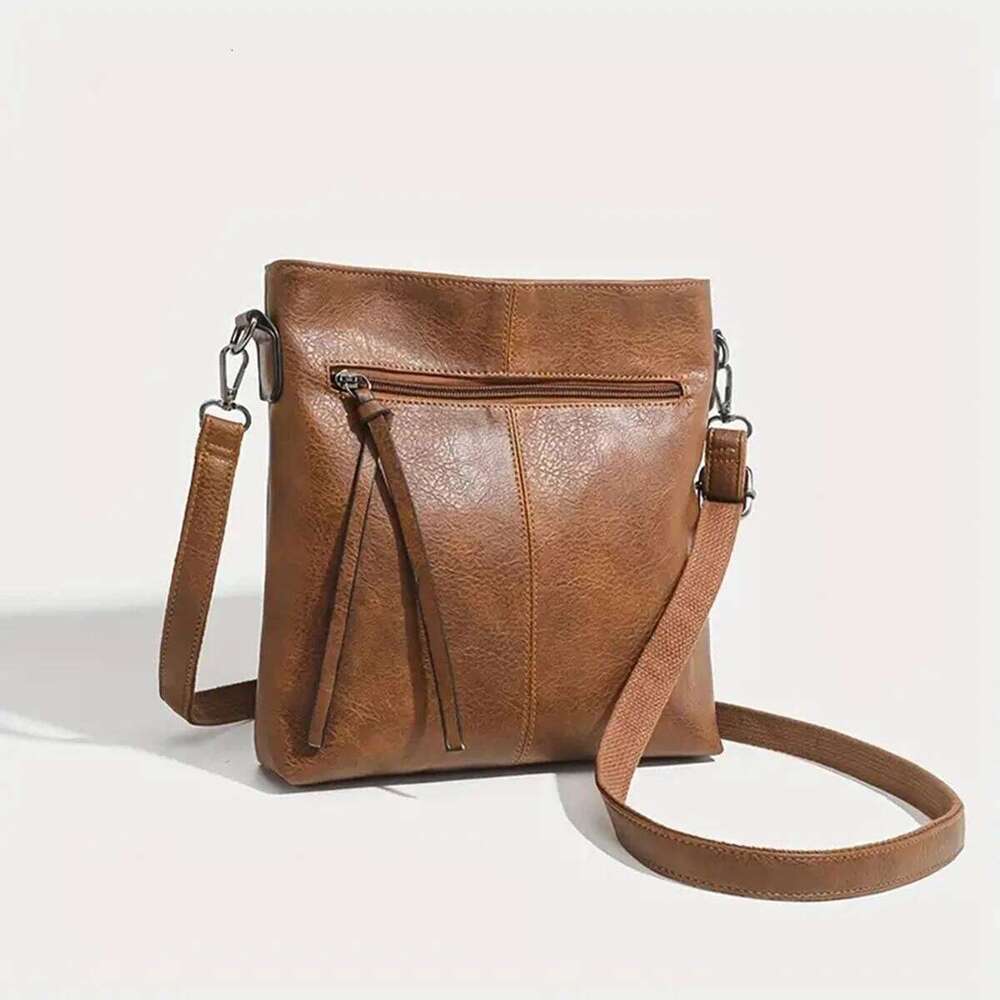 New men's women's - simple elegant texture of artificial leather, retro and fashionable single shoulder bag