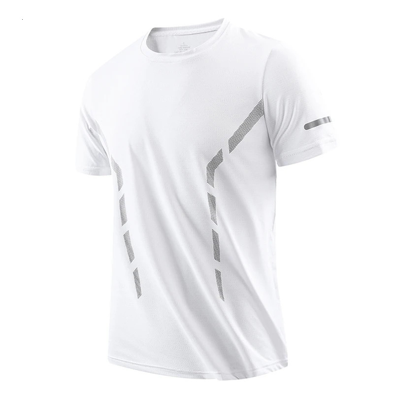 CHRLCK Running T-shirt Men Summer Ice Silk Thin Top Reflective Printing Quick Dry Short Sleeve Breathable Fitness Sports T-shirt 260612