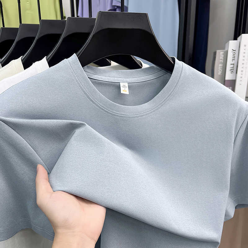 classic solid color short sleeve T-shirt mens summer breathable comfort fashion casual round neck versatile top M260612
